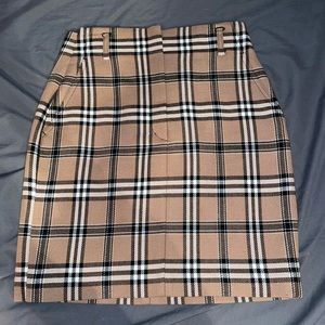 Sandro plaid mini skirt tartan wool camel